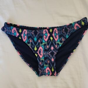 Xhilaration Navy and Neon Patterned Bikini Bottom